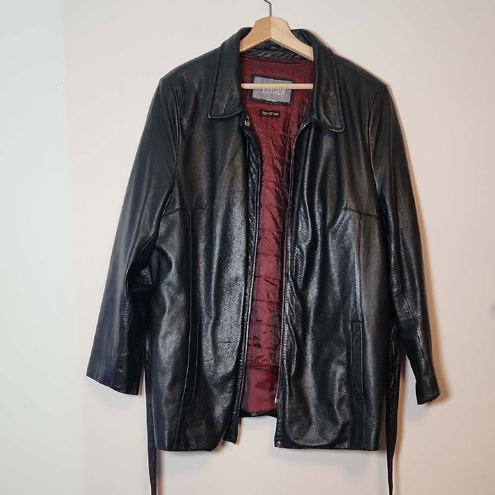 Wilsons Leather Black 3M Thinsulate Zip-up Belted Jacket Women's Plus XXL